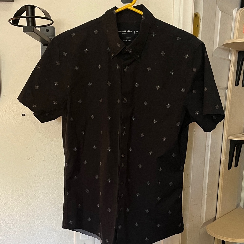 Abercrombie & Fitch Black Patterned Casual Shirt